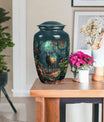 Classic 10-inch deer cremation urn with Gramophone theme, personal engraving option