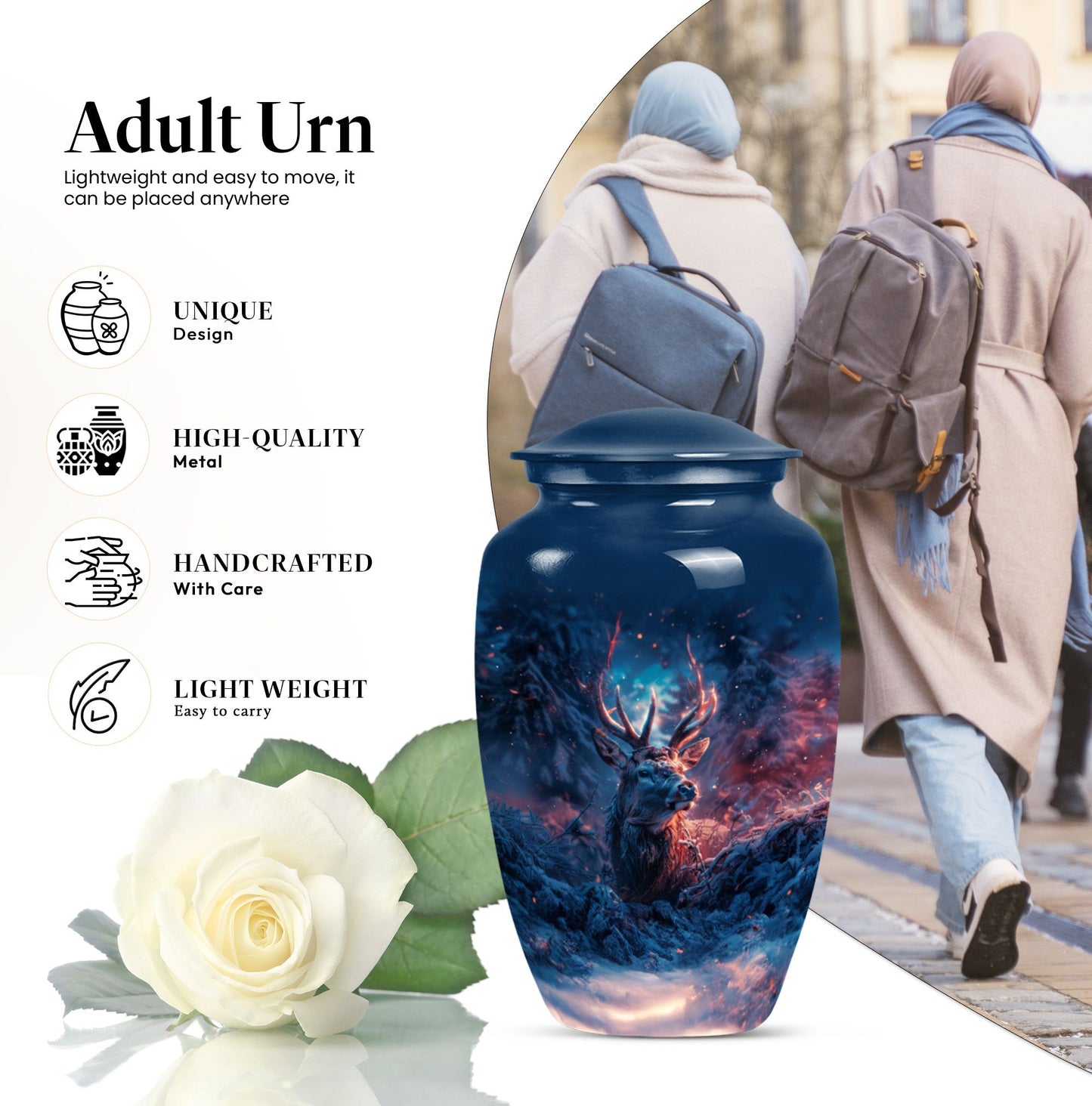 10-inch classic gramophone-themed Aluminium deer urn.