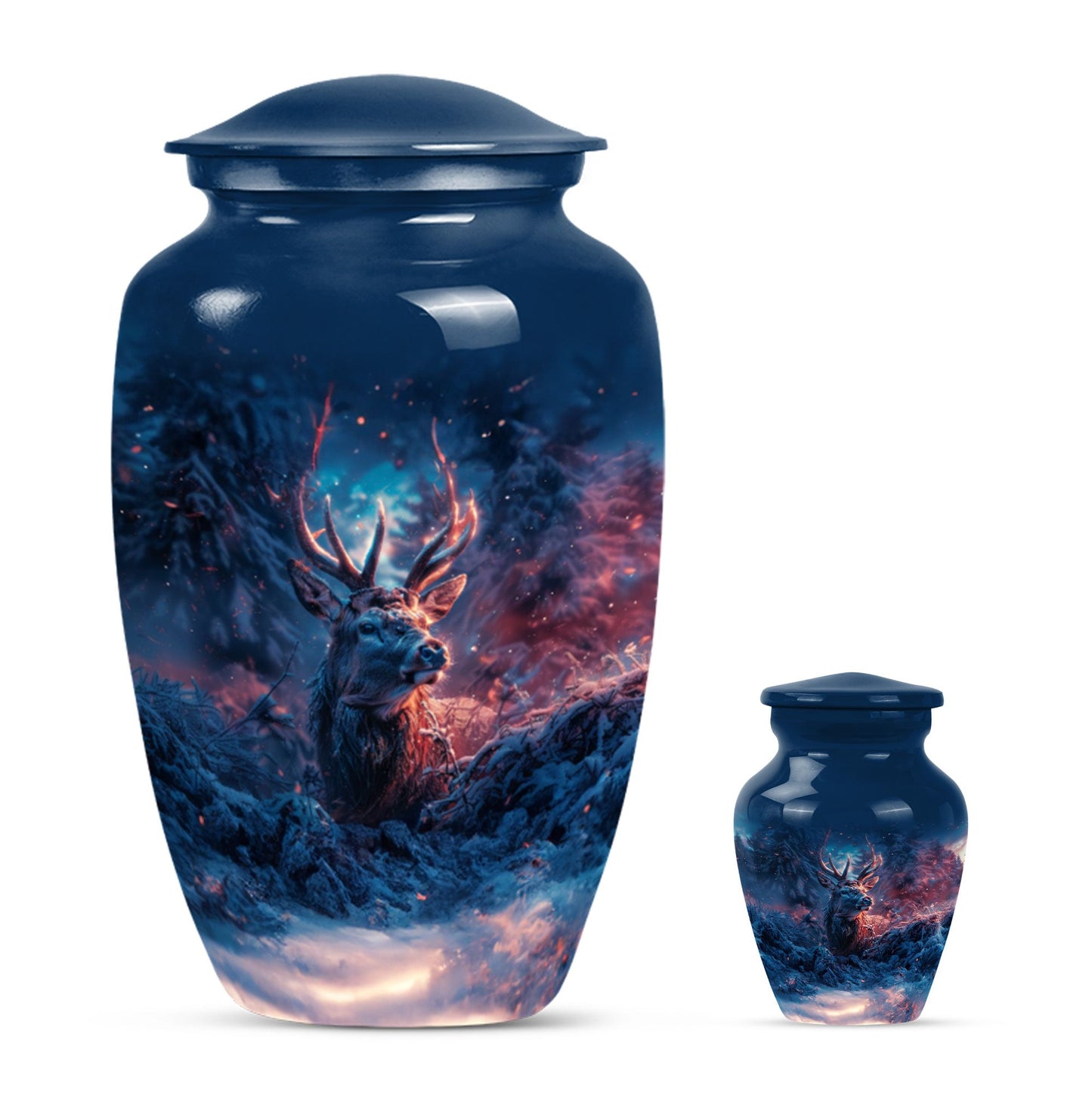 10-inch classic gramophone-themed Aluminium deer urn.