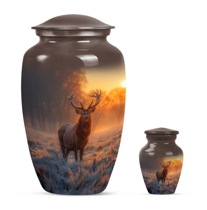 Deer Theme Large Urn With 1 Keepsake Urn