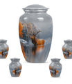 Deer Theme Large Urn With 4 Keepsake Urn