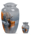 Deer Theme Large Urn With 1 Keepsake Urn