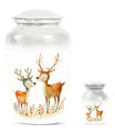 Deer Family Theme Large Urn With 1 Keepsake Urn