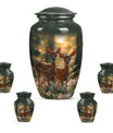 Deer Family Theme Large Urn With 4 Keepsake Urn