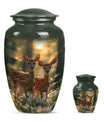 Deer Family Theme Large Urn With 1 Keepsake Urn