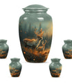 Deer Family Theme Large Urn With 4 Keepsake Urn