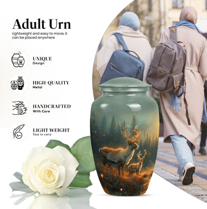 10-inch aluminium deer urn for cremation ashes.