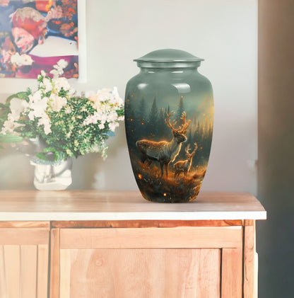 10-inch aluminium deer urn for cremation ashes.