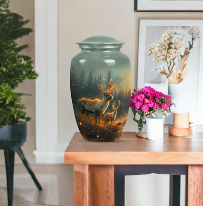 10-inch aluminium deer urn for cremation ashes.