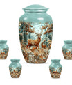 Deer Family Theme Large Urn With 4 Keepsake Urn