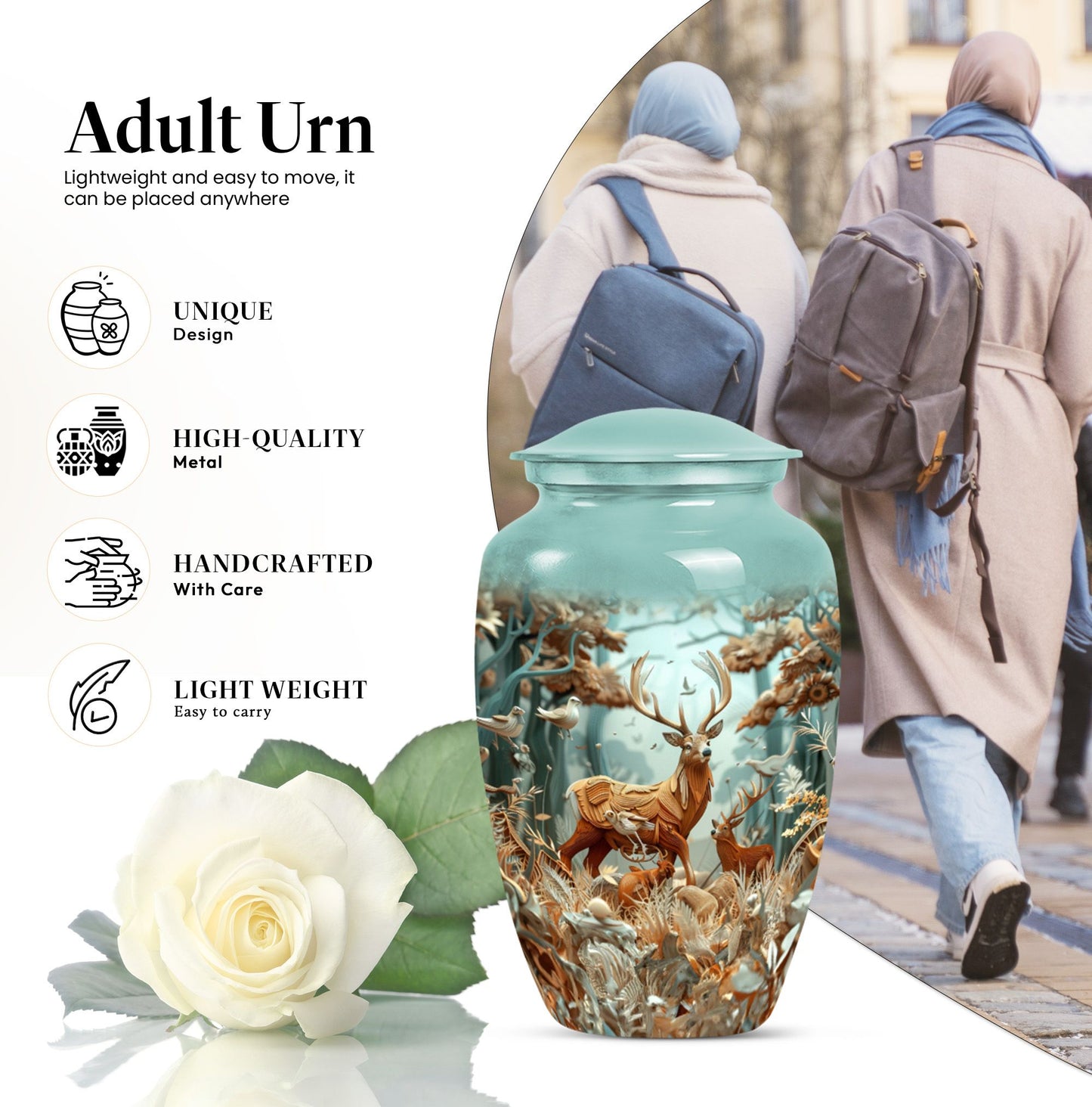 10-inch classic gramophone themed deer urn for human ashes 