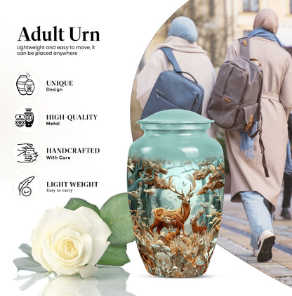 10-inch classic gramophone themed deer urn for human ashes 