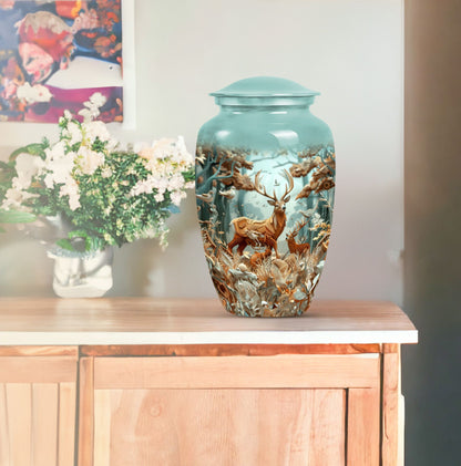 10-inch classic gramophone themed deer urn for human ashes 