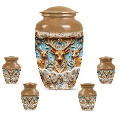 Classic 10-inch deer urn, aluminium-made memorial urn.