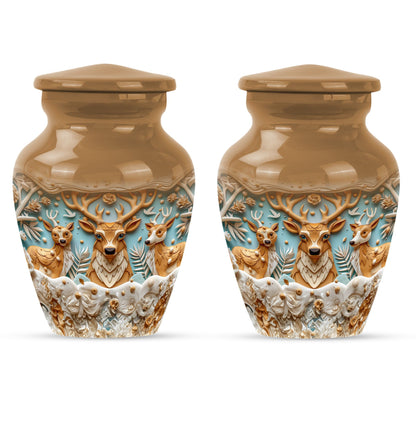 Classic 10-inch deer urn, aluminium-made memorial urn.