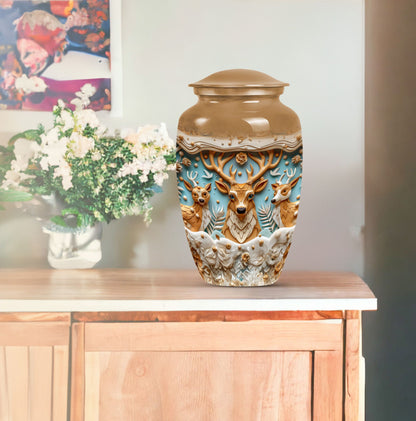 Classic 10-inch deer urn, aluminium-made memorial urn.