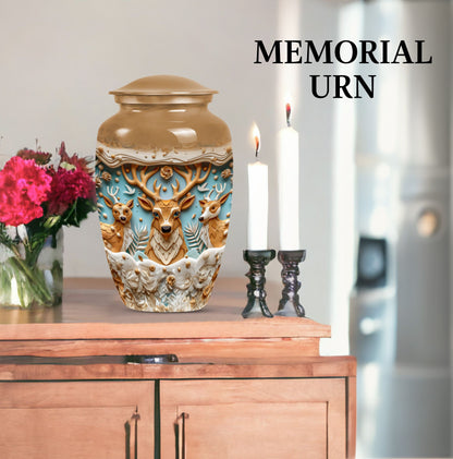 Classic 10-inch deer urn, aluminium-made memorial urn.