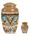 Deer Family Theme Large Urn With 1 Keepsake Urn