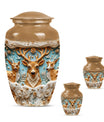 Deer Family Theme Large Urn With 2 Keepsake Urn