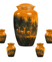 Deer Family Theme Large Urn With 4 Keepsake Urn