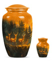 Deer Family Theme Large Urn With 1 Keepsake Urn