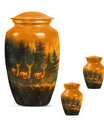 Deer Family Theme Large Urn With 2 Keepsake Urn