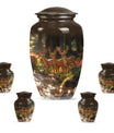 Deer Family Theme Large Urn With 4 Keepsake Urn