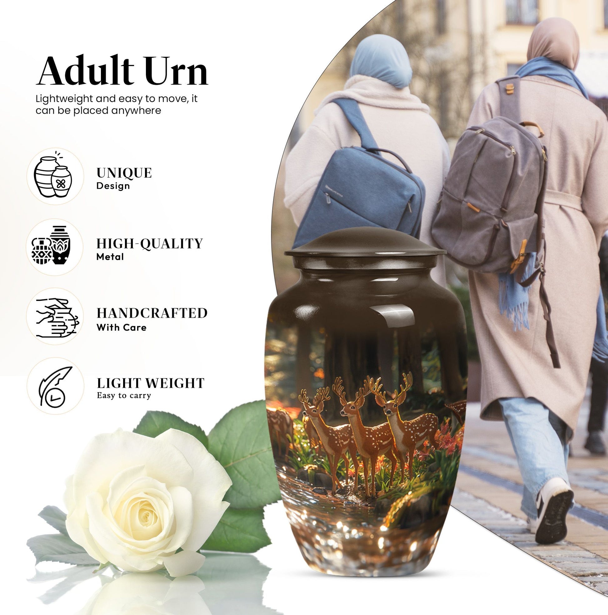 Large classic deer urn for mom.