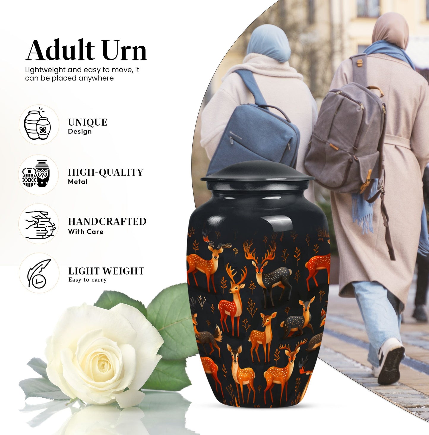 10-inch Classic Gramophone-inspired Deer Urn.
