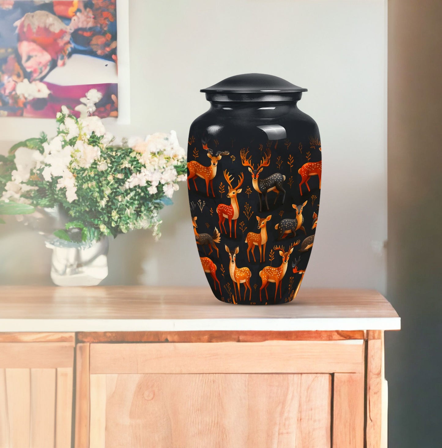 10-inch Classic Gramophone-inspired Deer Urn.