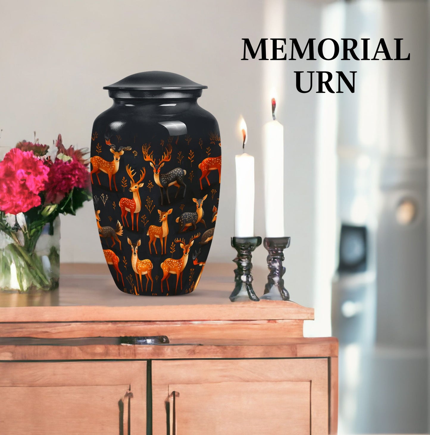 10-inch Classic Gramophone-inspired Deer Urn.