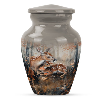 Classic 10-inch deer family cremation urn.