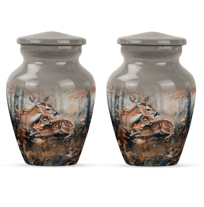Classic 10-inch deer family cremation urn.