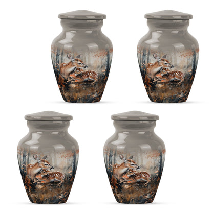 Classic 10-inch deer family cremation urn.