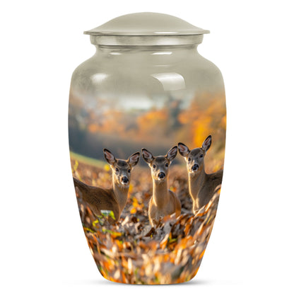 Classic 10-inch Deer Family Memorial Urn, 