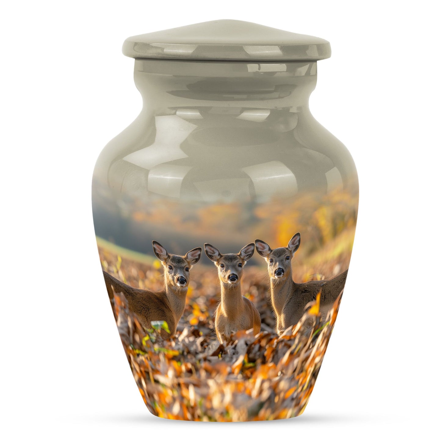 Classic 10-inch Deer Family Memorial Urn, 