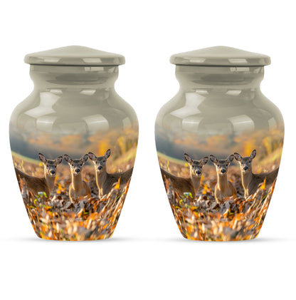 Classic 10-inch Deer Family Memorial Urn, 