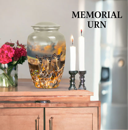 Classic 10-inch Deer Family Memorial Urn, 