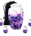 Butterfly Theme Large Urn With 4 Keepsake Urn