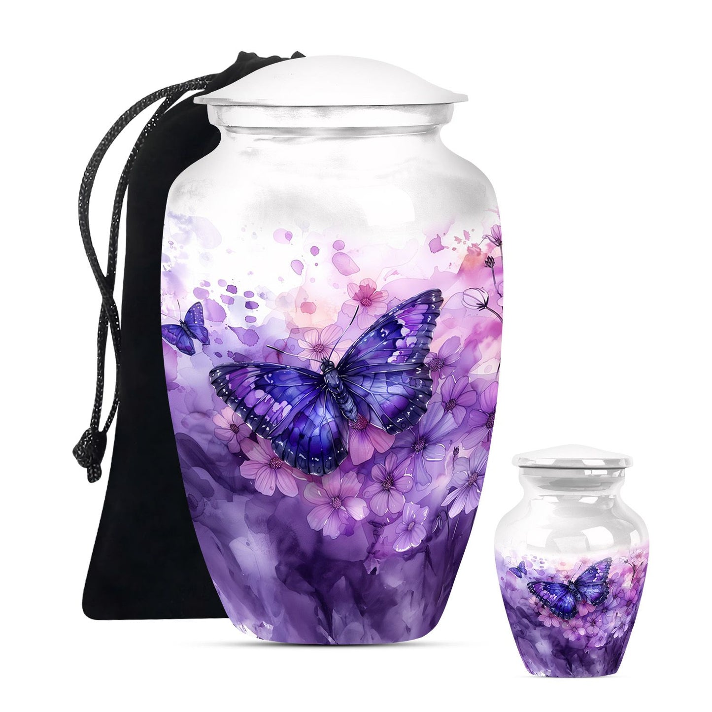 Butterfly Theme Large Urn With 1 Keepsake Urn