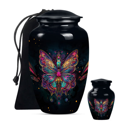 Butterfly Theme Large Urn With 1 Keepsake Urn