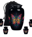 Butterfly Theme Large Urn With 4 Keepsake Urn