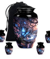 Butterfly Theme Large Urn With 4 Keepsake Urn