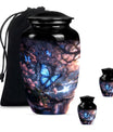 Butterfly Theme Large Urn With 2 Keepsake Urn