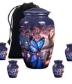 Butterfly Theme Large Urn With 4 Keepsake Urn