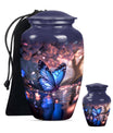 Butterfly Theme Large Urn With 1 Keepsake Urn