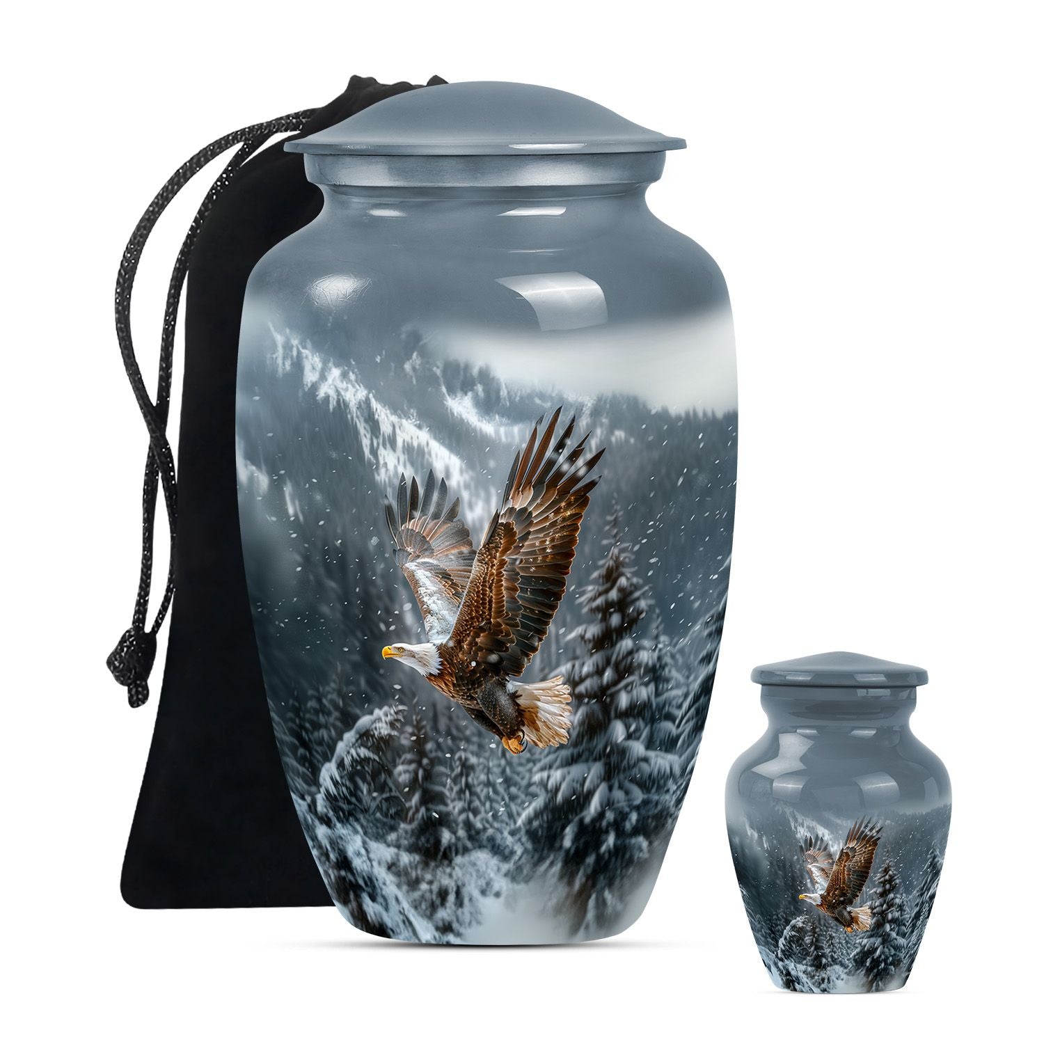 Eagle Theme Large Urn With 1 Keepsake Urn