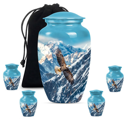 Eagle Theme Large Urn With 4 Keepsake Urn