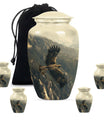 Eagle Theme Large Urn With 4 Keepsake Urn