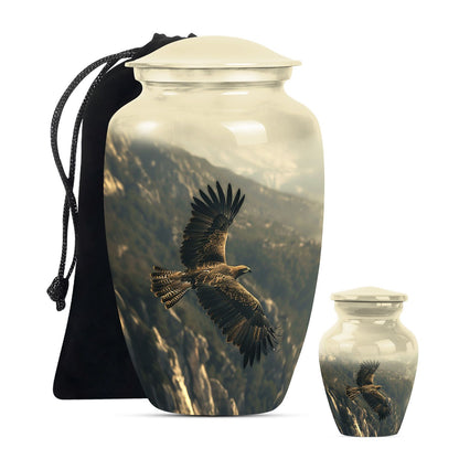 Eagle Theme Large Urn With 1 Keepsake Urn